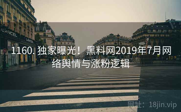 1160. 独家曝光!黑料网2019年7月网络舆情与涨粉逻辑
